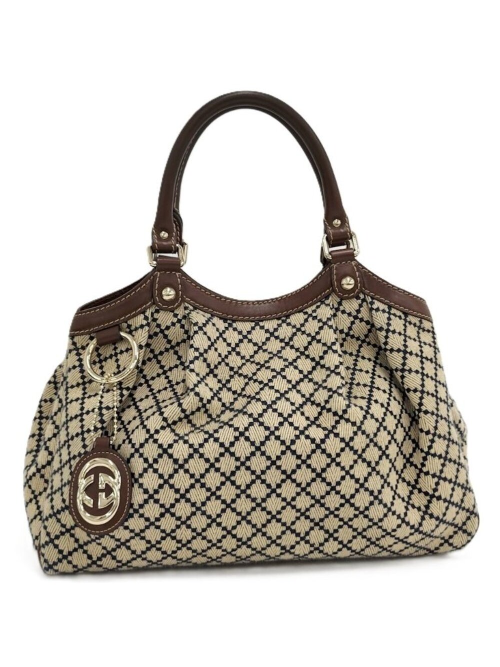 Gucci Diamante Sukey Handbag Beige Brown